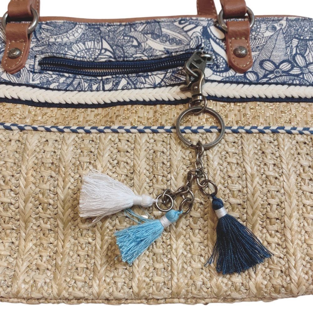 SAKROOTS SMALL STRAW SATCHEL “ELLIS” SHOULDER HANDBAG - Picture 10 of 12